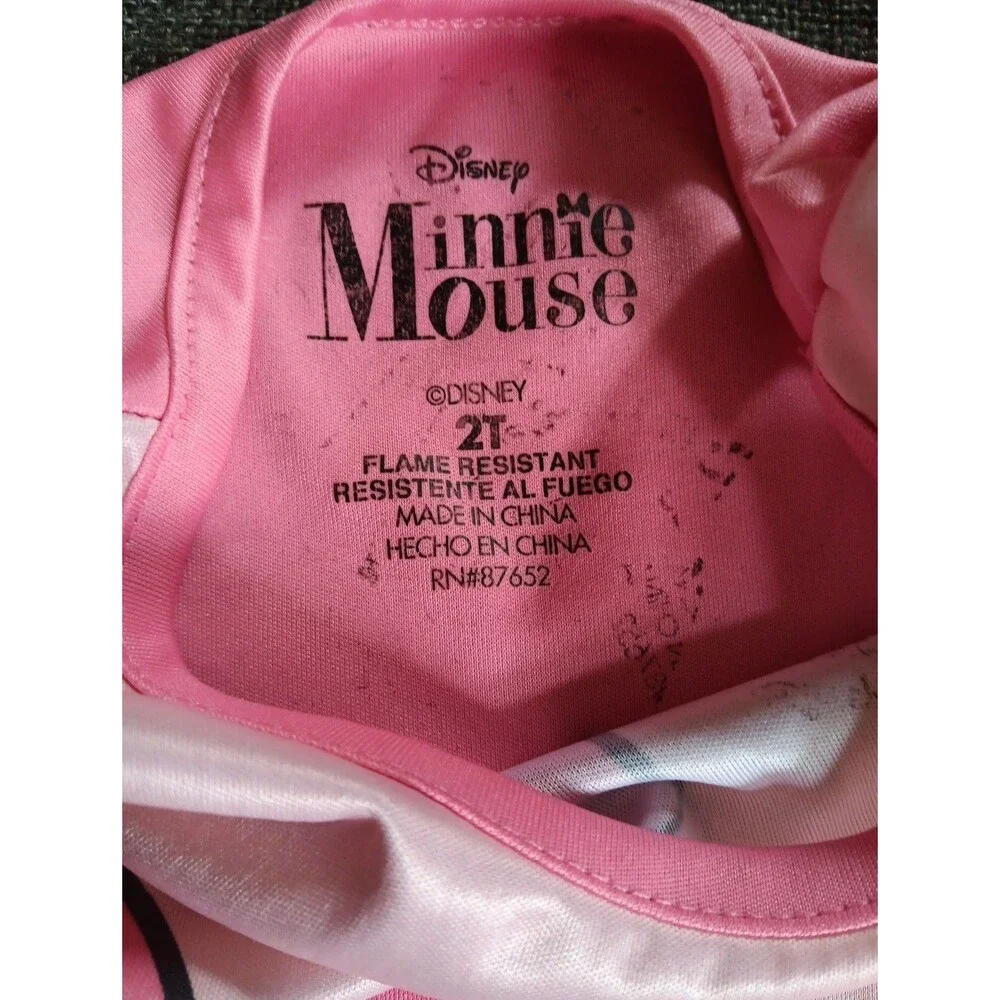 Shirt 2t Girls Disney Pink Night Gown pajama Minnie Mouse sleeveless ruffles
